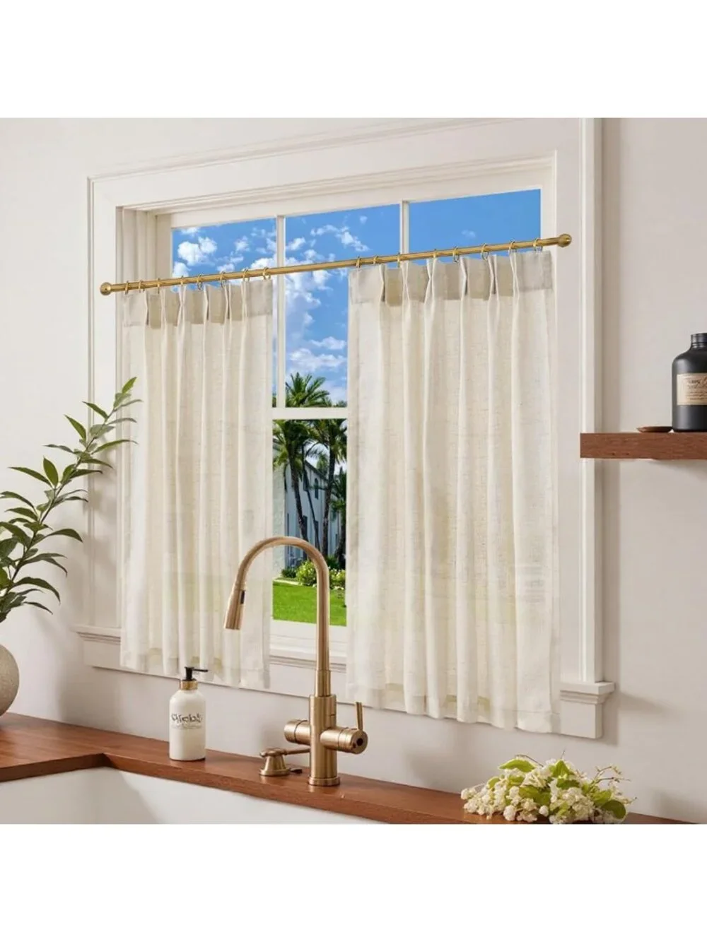 Light Filtering Linen Blend Curtains 45